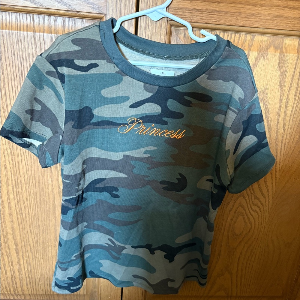 Zoe + Liv Green Camouflage Princess Tee
